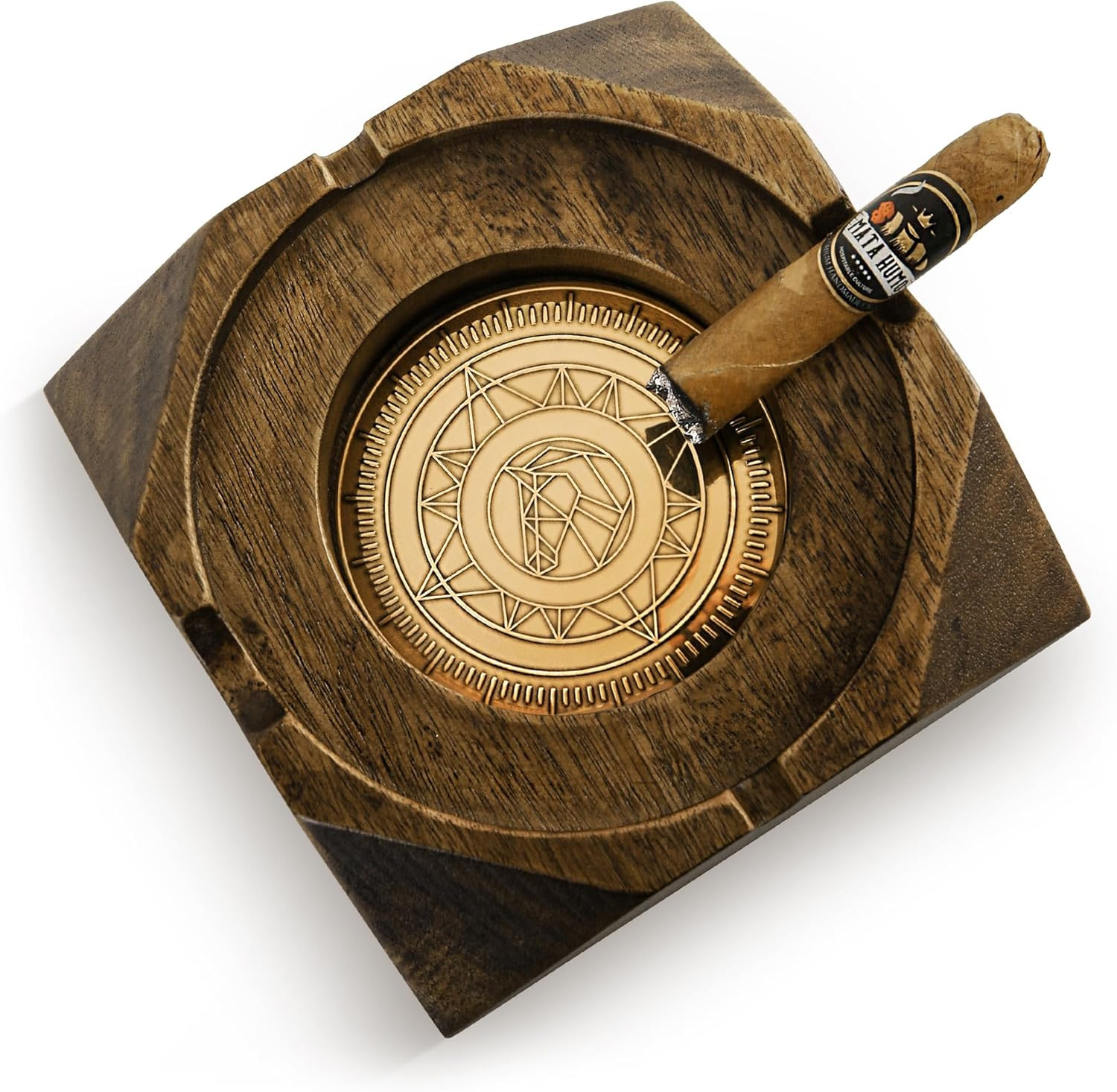 Wooden Cigar Ashtray Accessories for Cigarettes – Indoor Outdoor Patio Home Offi