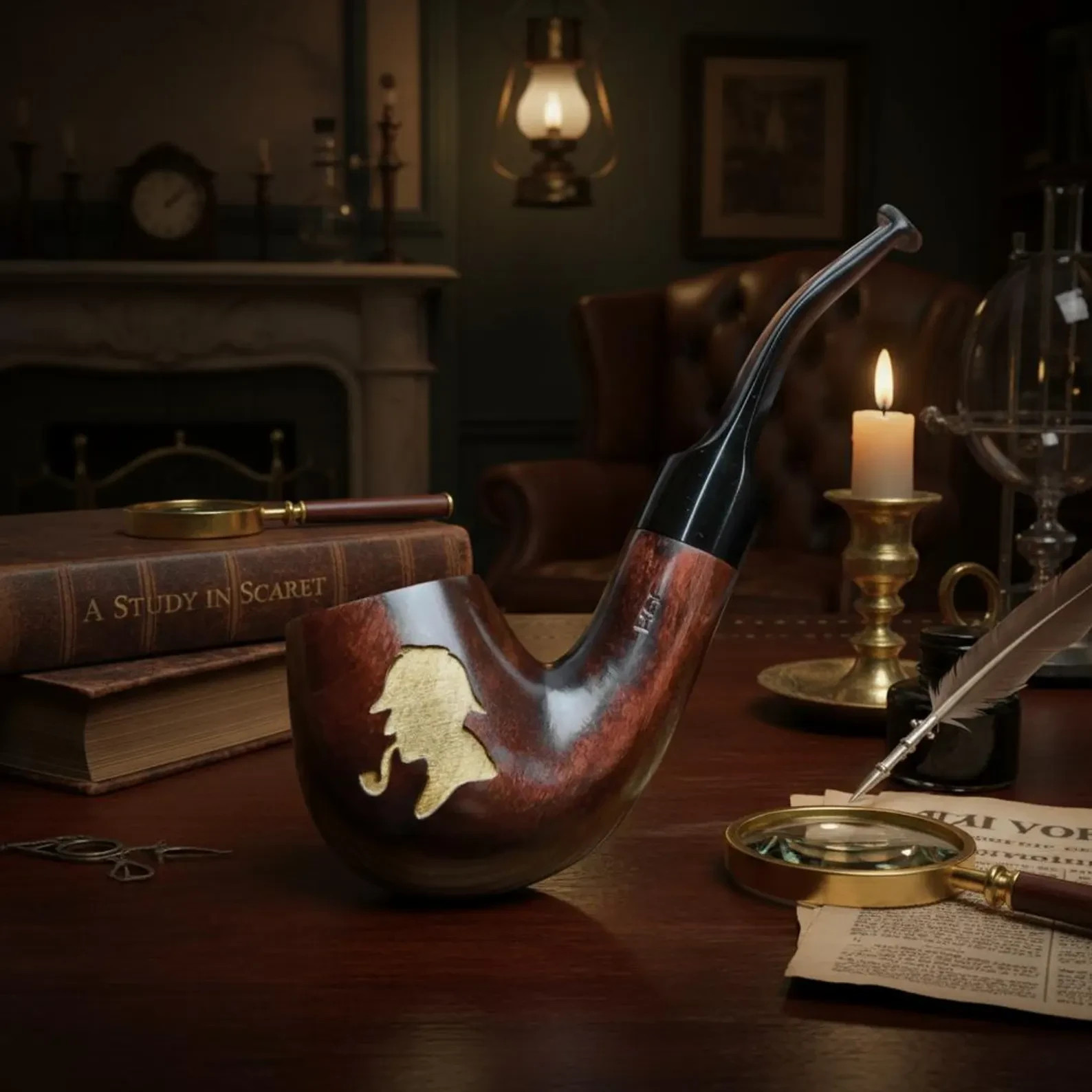 Smoking tobacco wooden Sherlock Holmes ukrainian handmade classic pipe