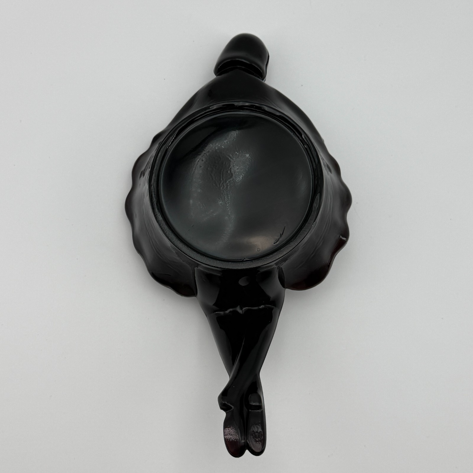 WESTMORELAND Black Amethyst Glass Lady Ashtray Soap Trinket Dish 8.5in