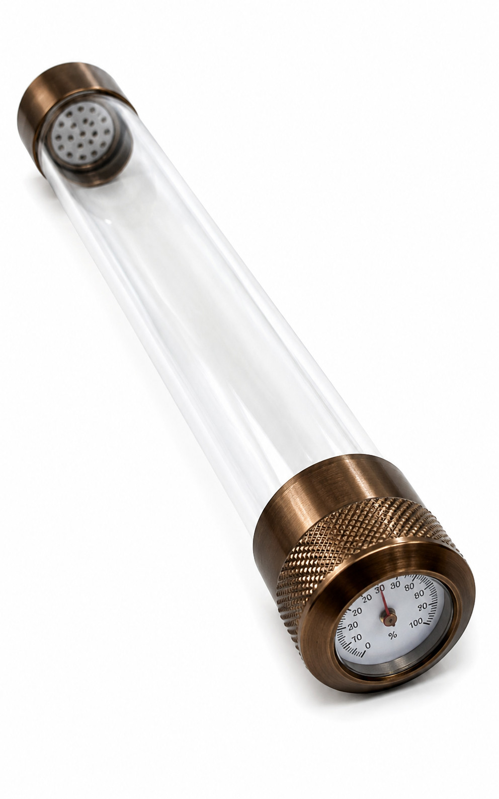Clear Single Cigar Tube w/ Hygrometer Humidor Travel Case 8.75 Inch