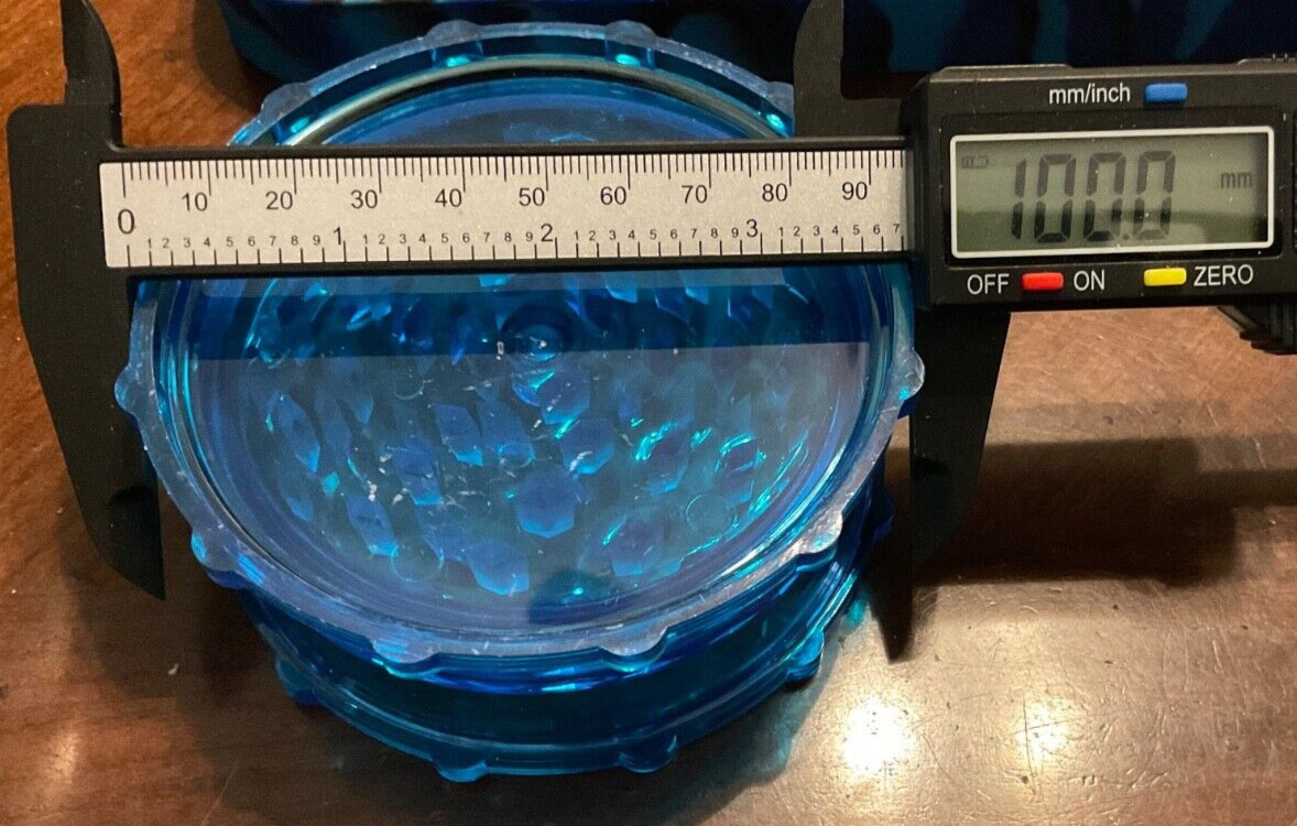 Jumbo Herb Grinder 100mm/4 inches Acrylic 2pc Blue