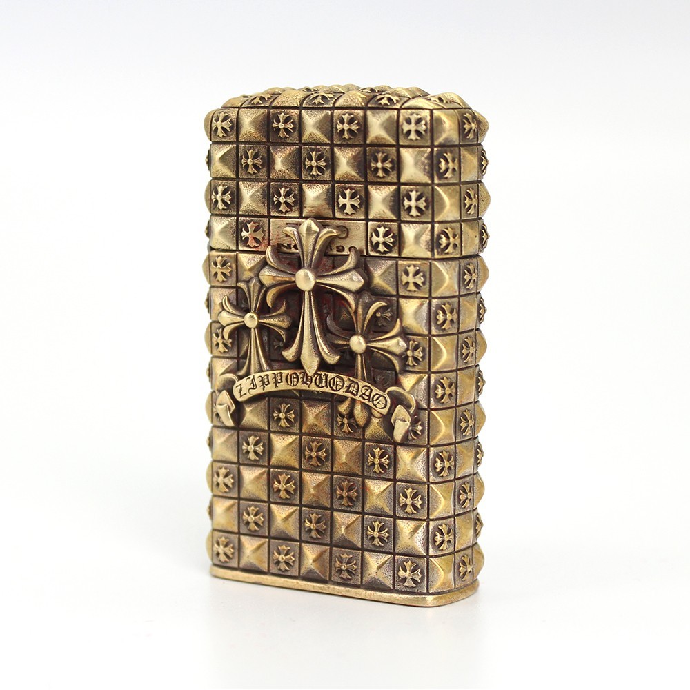 Zippo lighter Slim Asia Full Cover Custom/ Tri-cross Emblem Gold Special Pack
