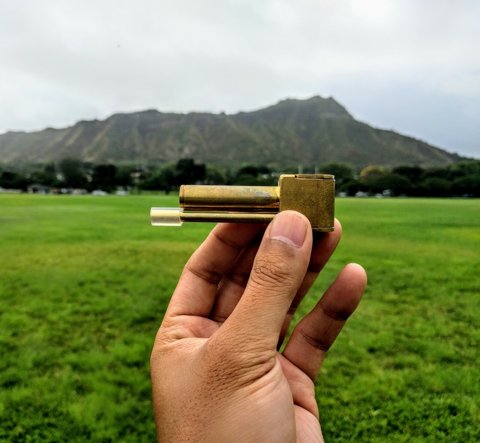 Original Shaka Pipe Unique Brass All-in-One w Stash Tube & Poker Made in Hawaii