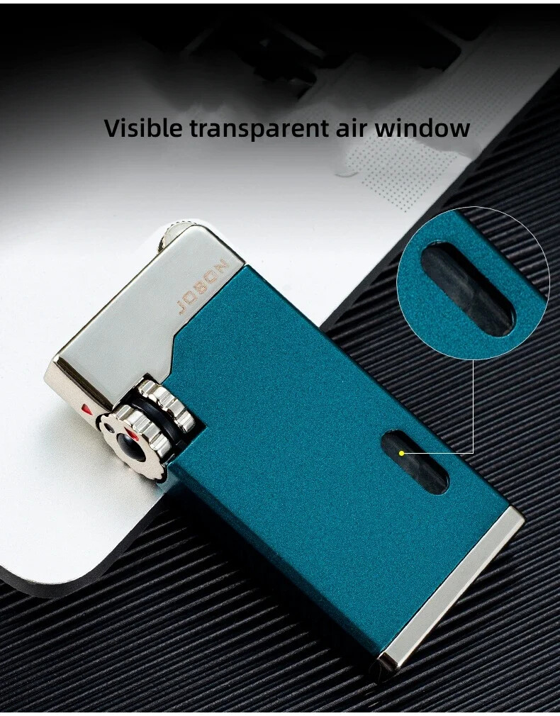 JOBON Windproof Inflatable Turbo Lighter Double Fire Blue Flame Gift Men Women
