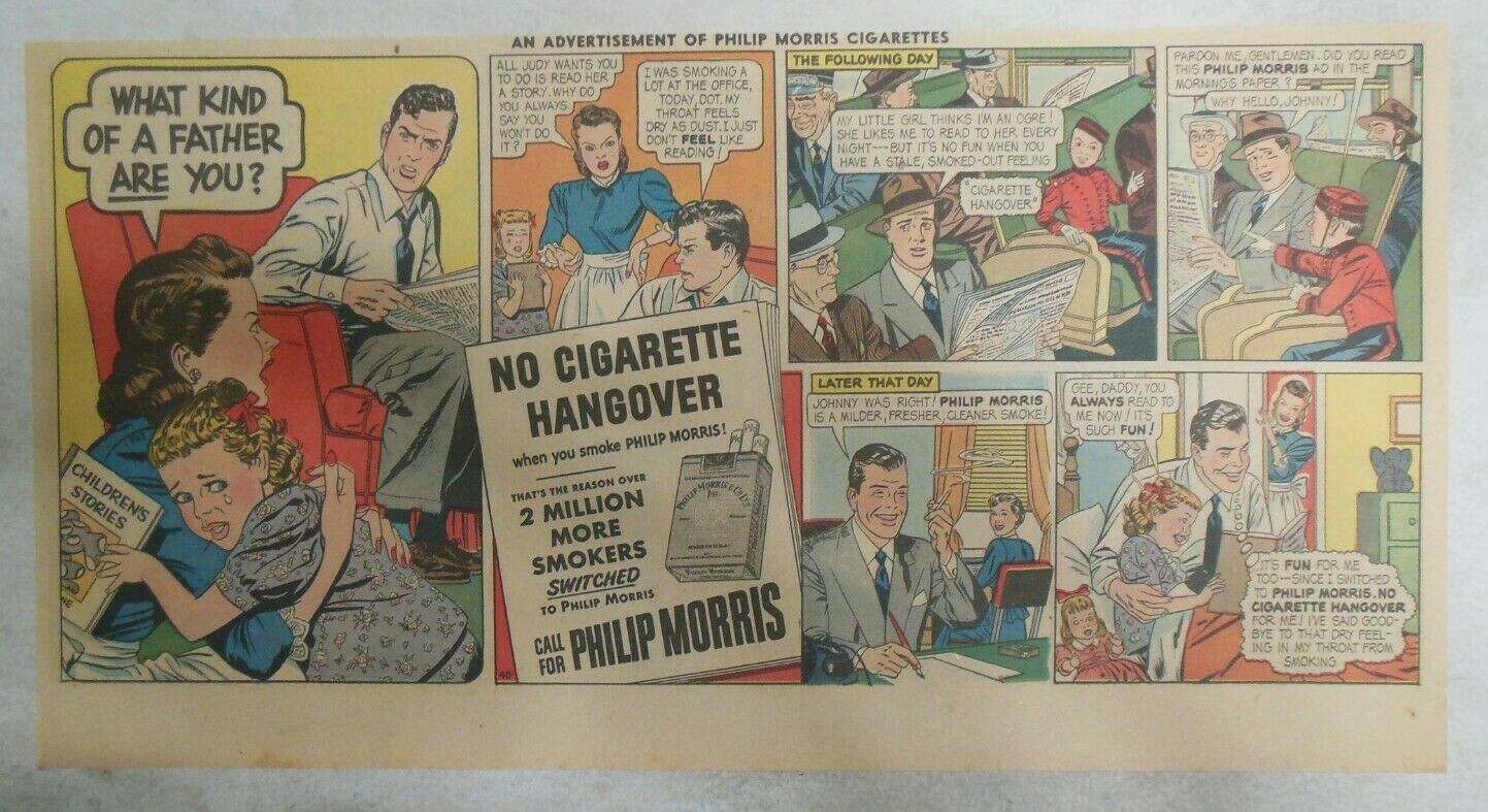 Phillip Morris Cigarette Ad: “Grouchy Father” from 1940’s Size: 7.5 x 15 inches