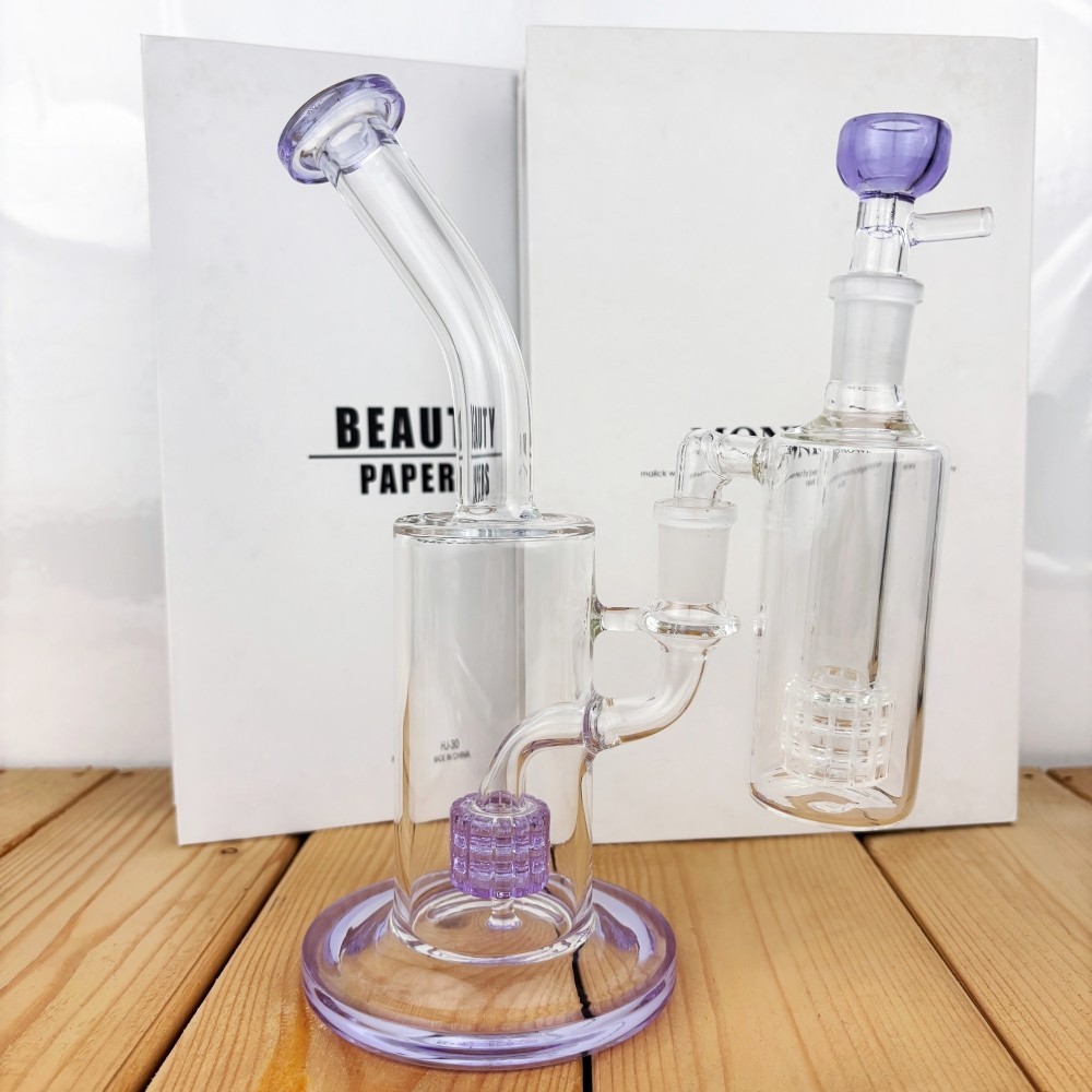 Purple Premium 9″ Thick Matrix Perc Glass Bong w/14mm 90° Ash Catcher USA Ship
