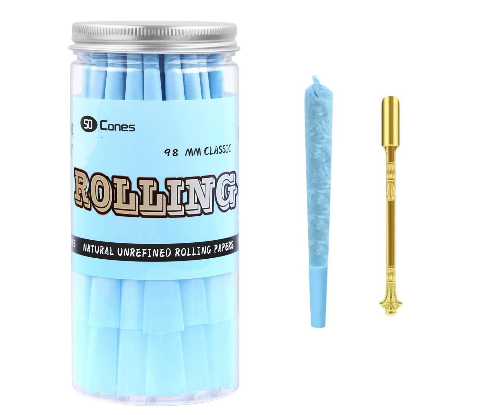 | 50 Pack | Rolling Papers Pre Rolled Cones | 98mm Length | Natural Rolling P…