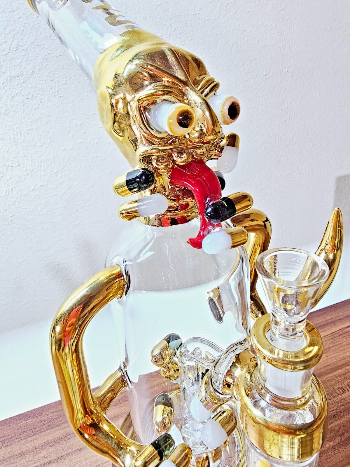 CHEECH GLASS x Juicy J Gold Pill Man Glass Water Pipe, Hookah, RIG, Bong