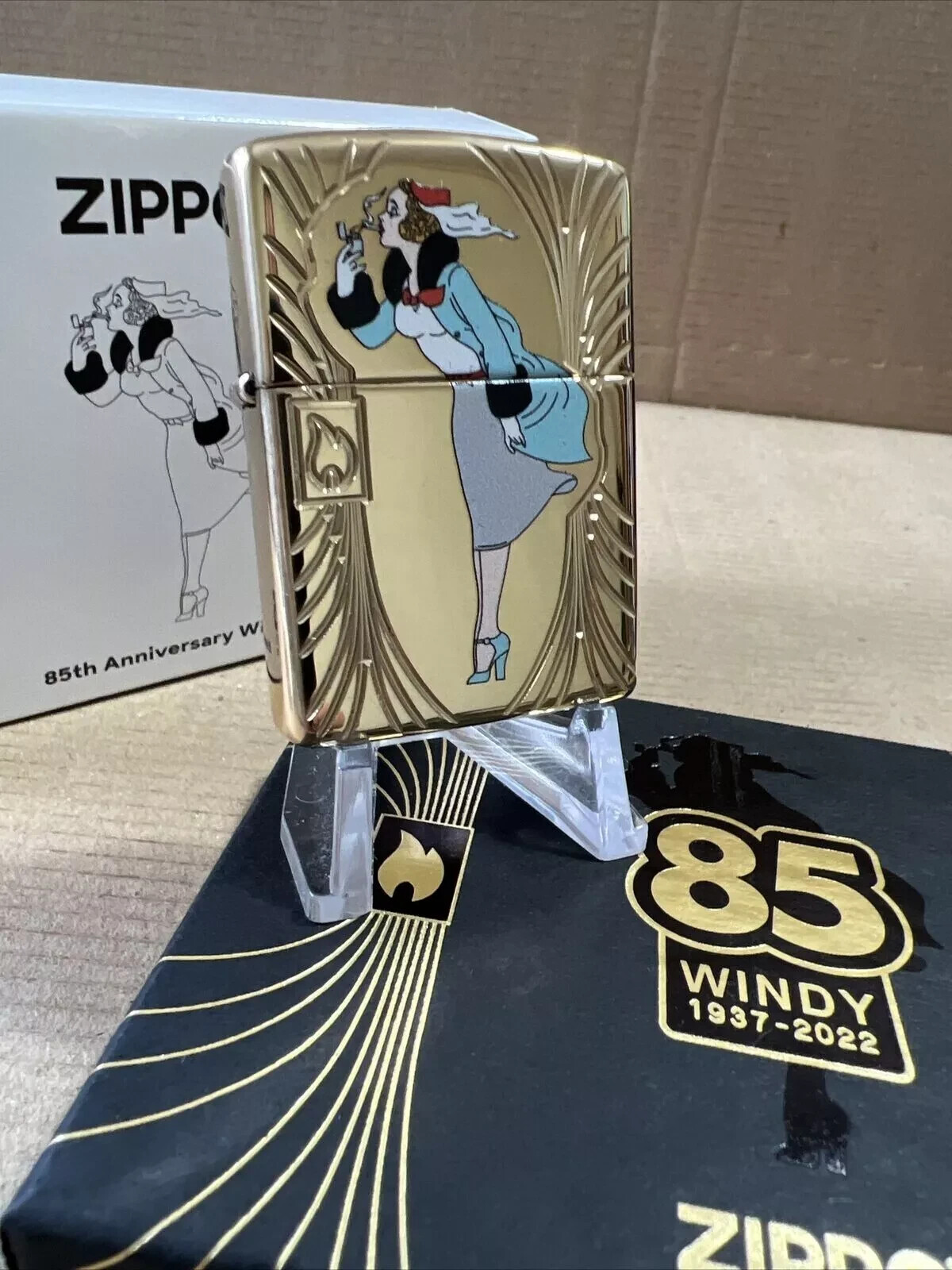 GENUINE Zippo ARMOR Lighter 85th Windy COTY HP Brass LIMITED 01738/12,500 NEW