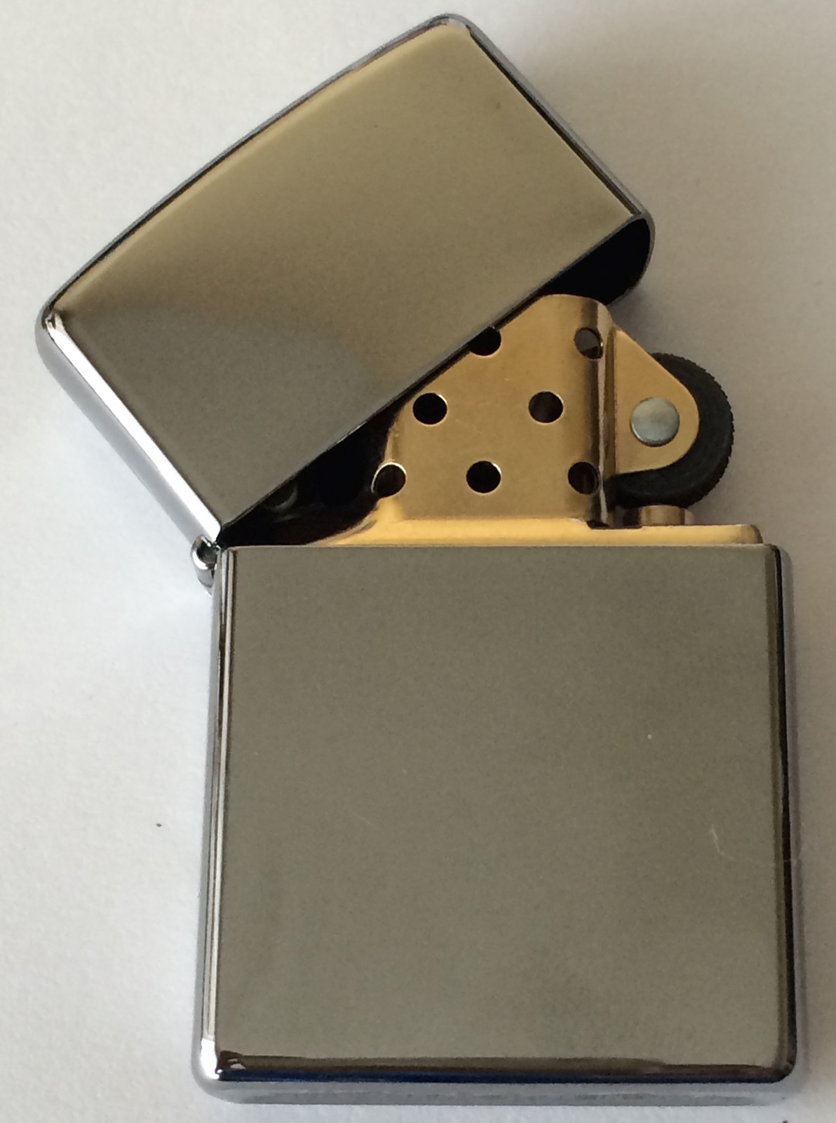 Zippo Windproof 2-Tone Polished Chrome Lighter With Gold Insert, 250BI, NIB