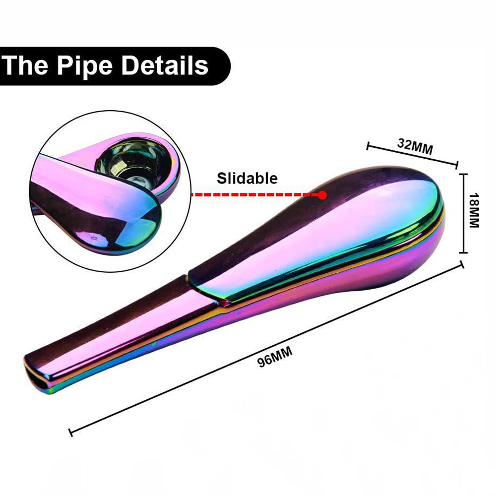 4″ Stainless Steel Magnetic Spoon Tobacco Smoking Metal Pipe + 15 Filters US
