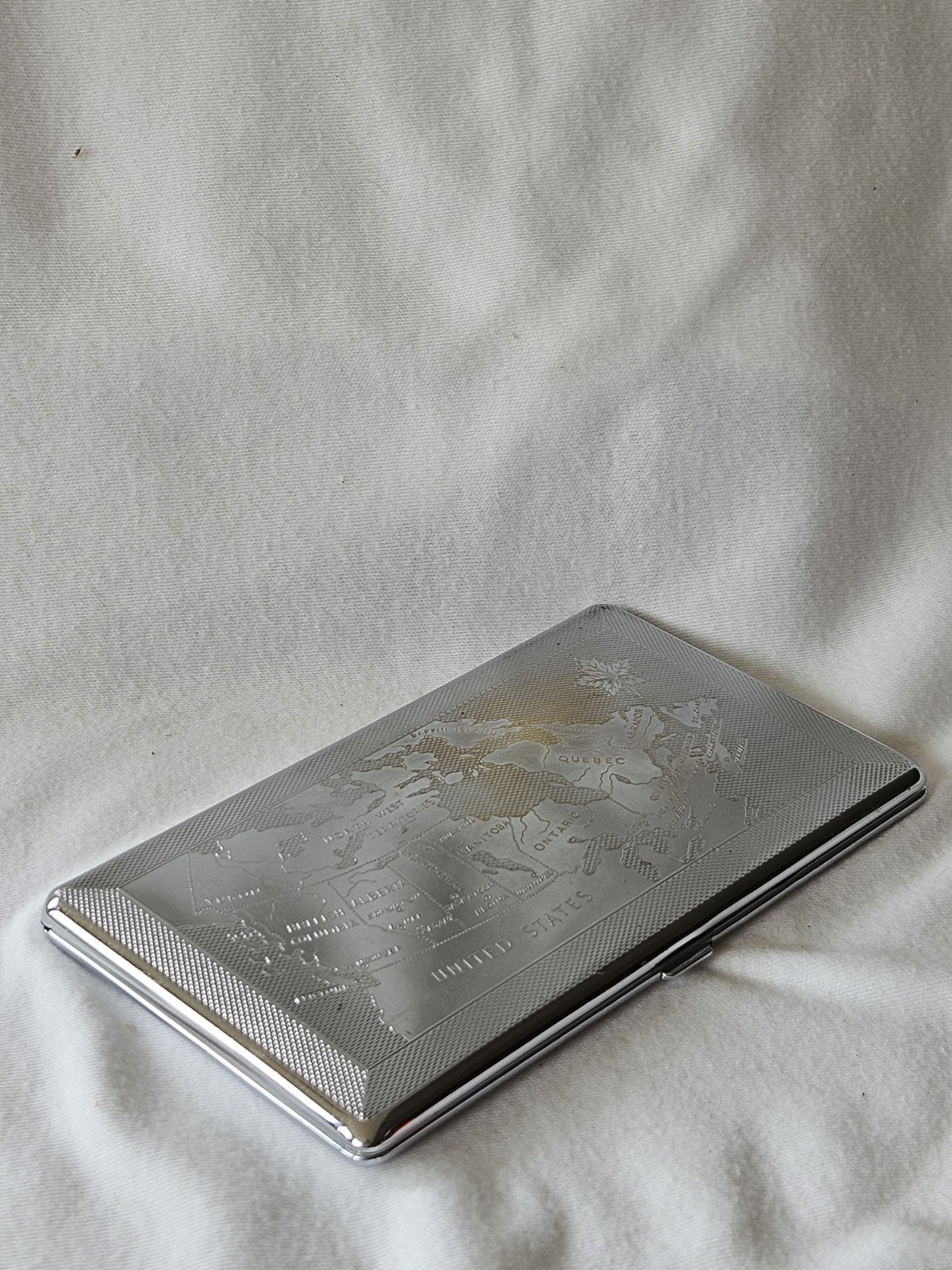 Mayell England Vintage Cigarette Case- with map of Canada Etched