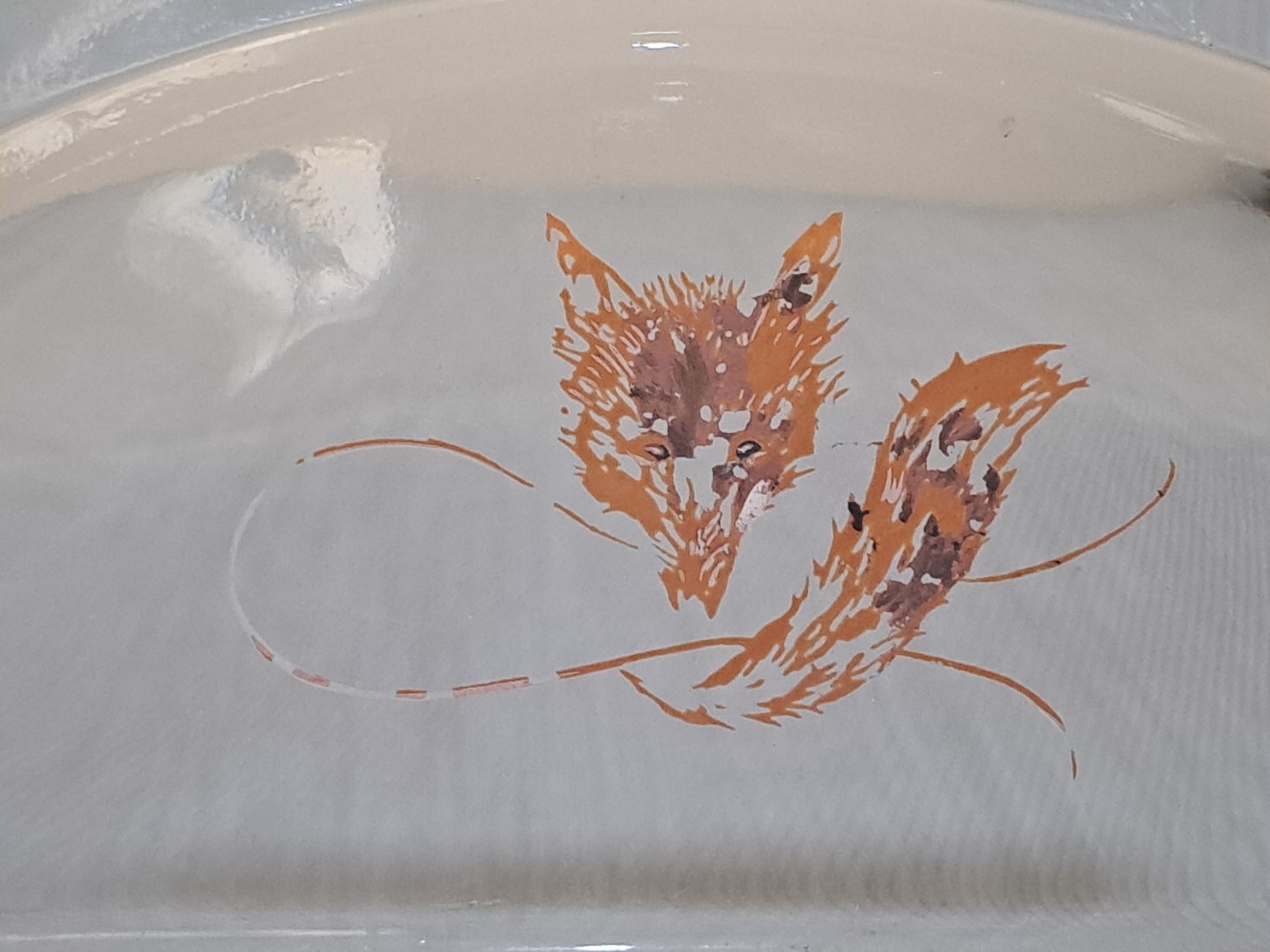 VTG RARE Square Clear Glass Fox And Whip Engraved Cigar Cigarette 8in Ashtray