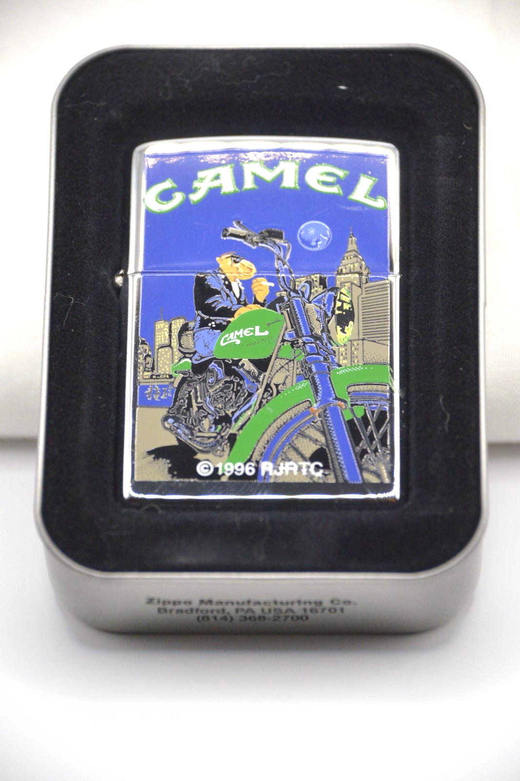 1997 JOE CAMEL MOON AND MOTORCYCLE WTC ZIPPO LIGHTER IN BOX