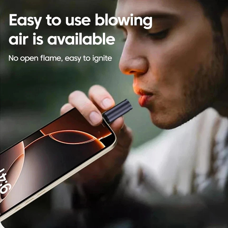 USB Type-C Mobile Phone Cigarette Lighter Air Blowing Portable Mini Lighter NEW