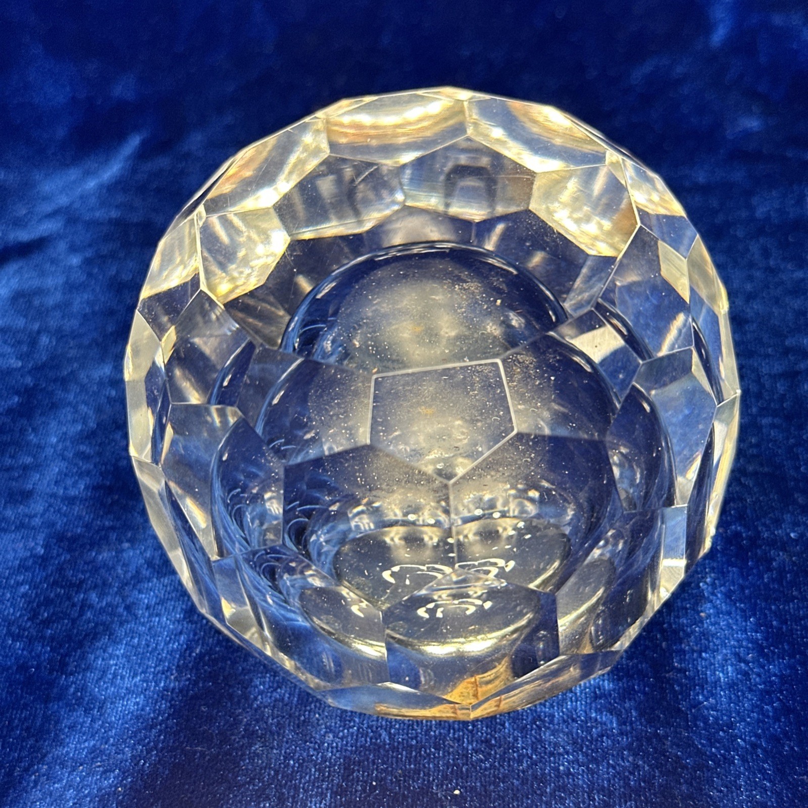 Vintage Heavy Clear Crystal Cut Glass Gas Table Lighter Chrome Top