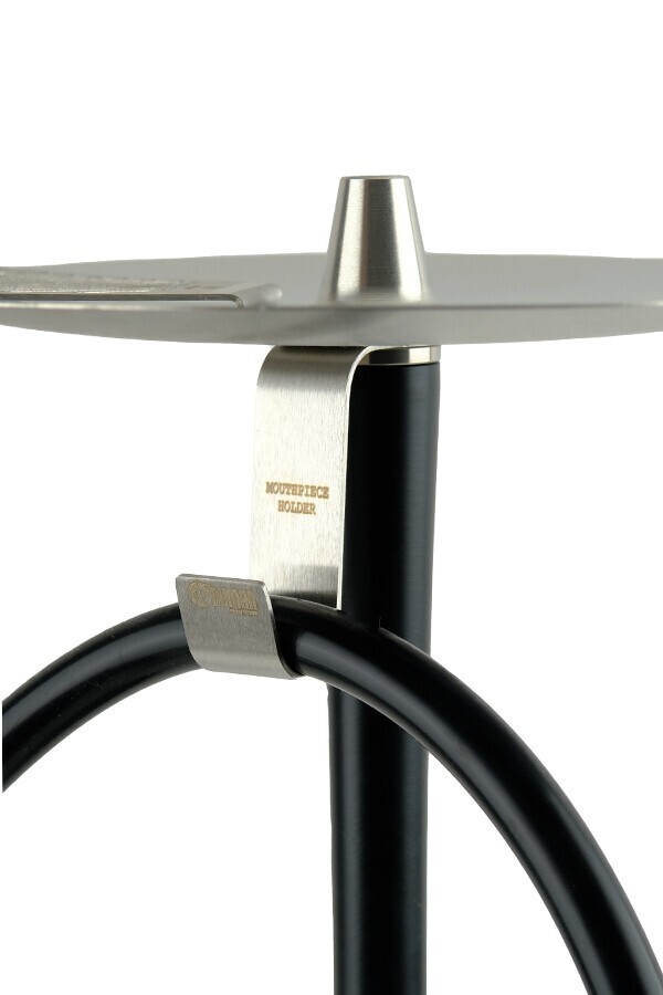 ODUMAN Cosmo Hookah Silver Body Black Glass Hookah Khalil Al Faker Nargile