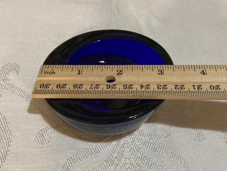Vintage MCM Cobalt Blue Viking Glass Orb Ashtray