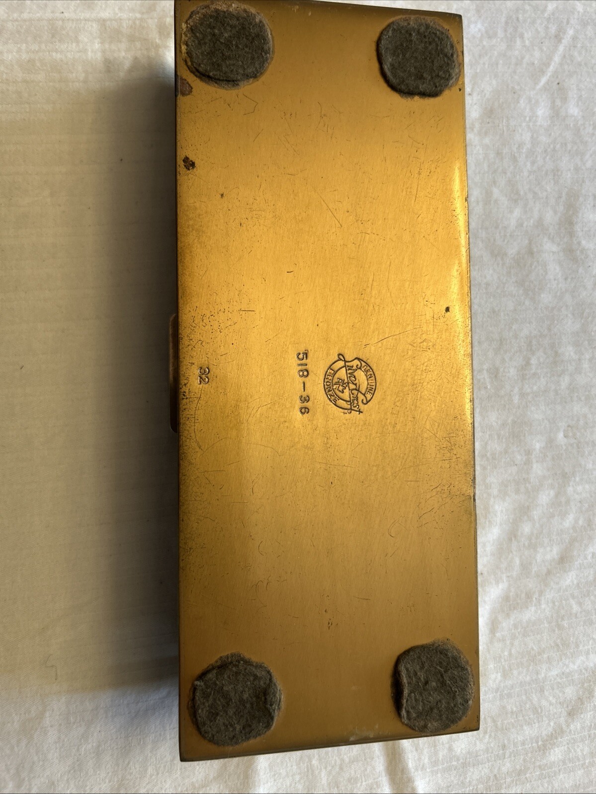 Vintage Silver Crest Bronze Cigarette Box 518-36 Free Shipping