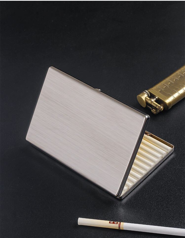 Vintage Classic Stainless Steel Silver Double Sided Cigarette Case Holder Men