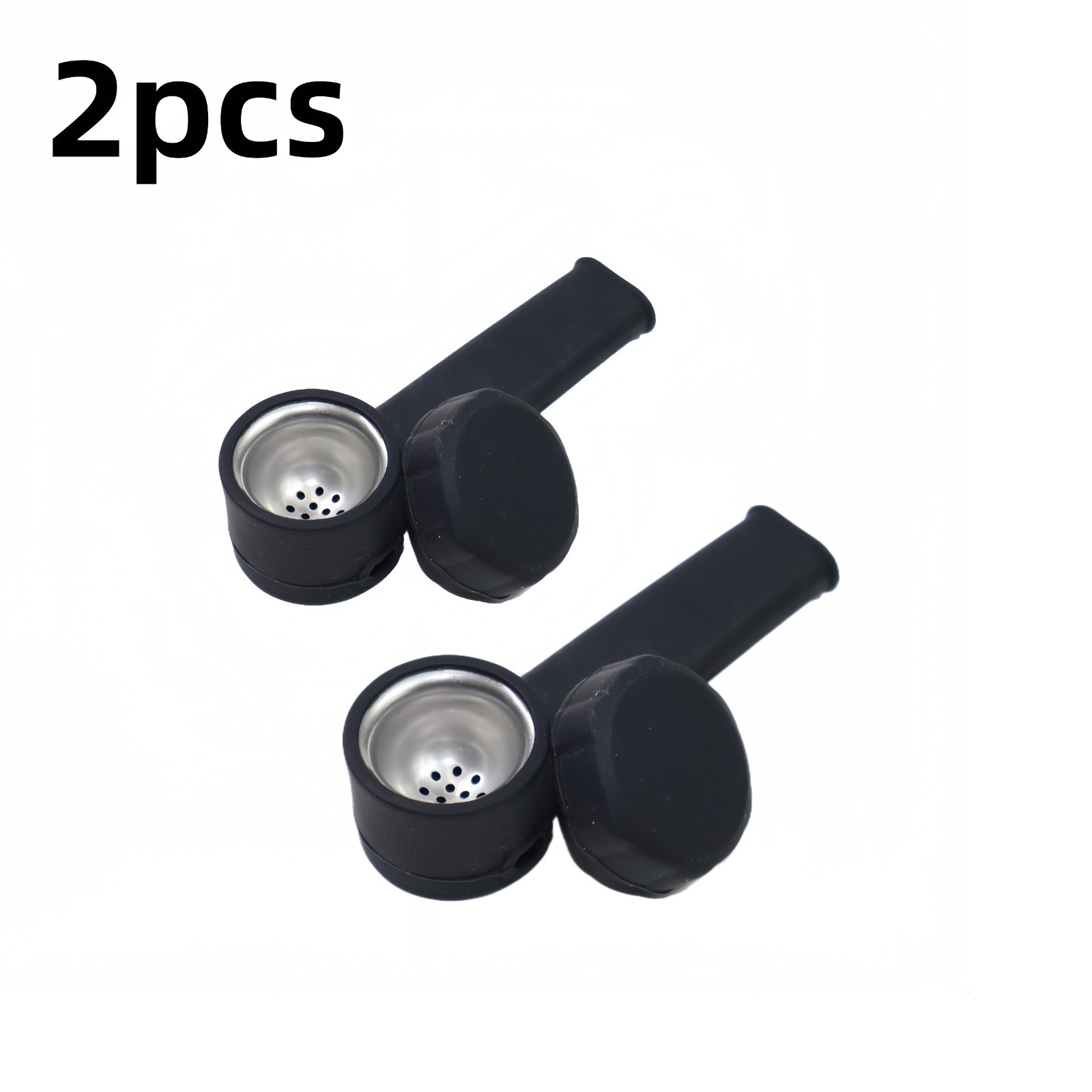 2Pack SILICONE SMOKING PIPE 3.5″ With Lid And Stainless Steel Screen Black NEW