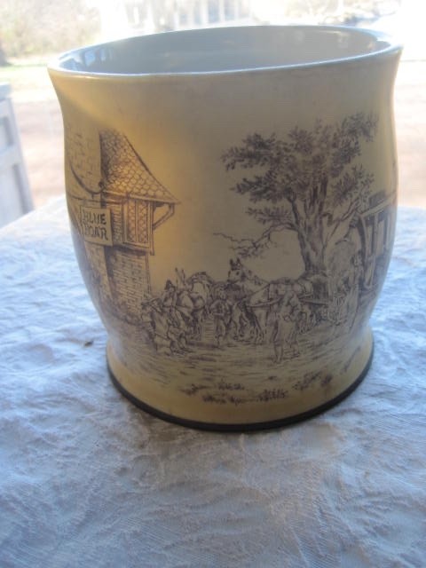 BLUE BOAR TOBACCO Jar HUMIDOR 6” H X 5.5” Diameter Transferware English Scene