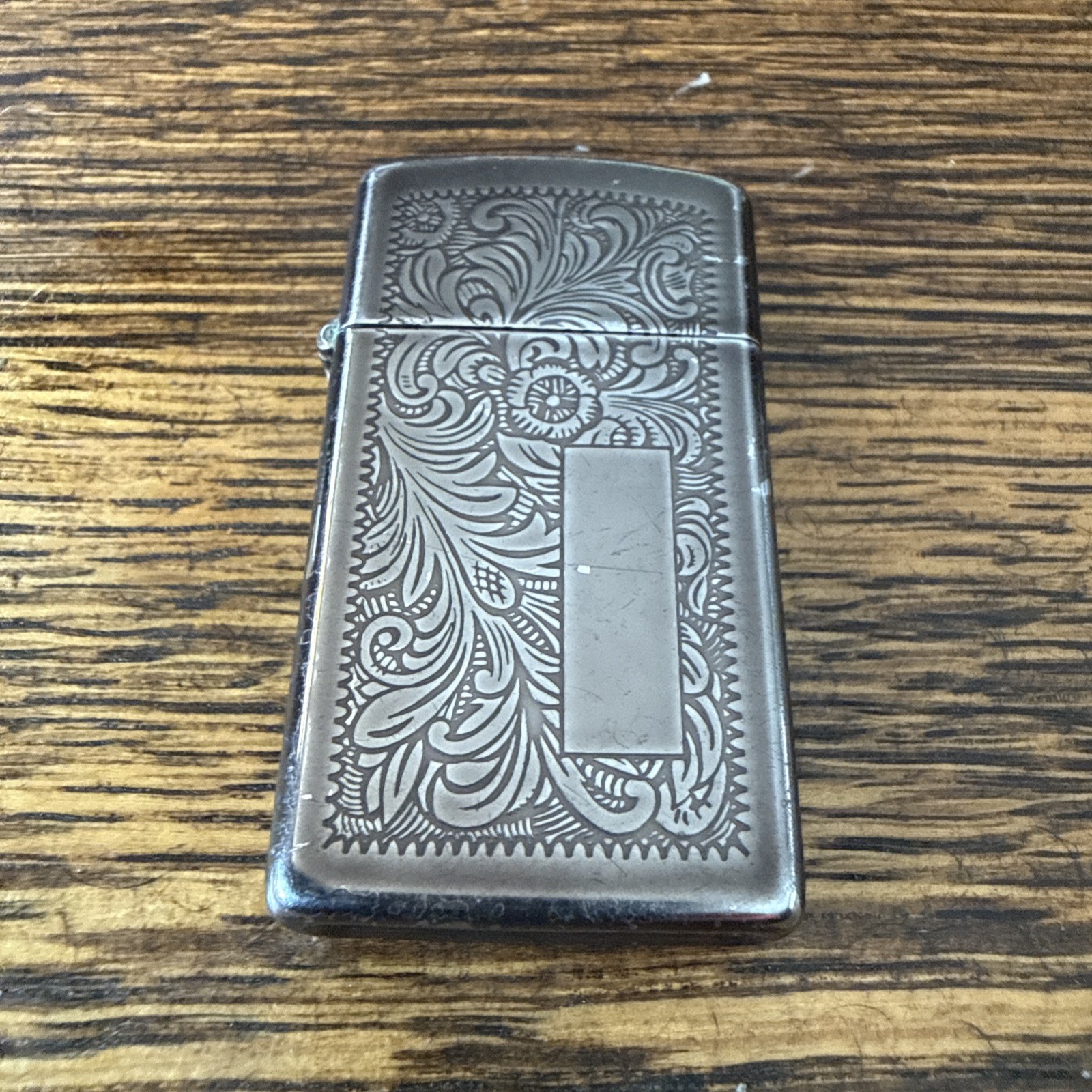 Zippo Slim Black Chrome Smoke Chrome Pocket Lighter 1995 Super