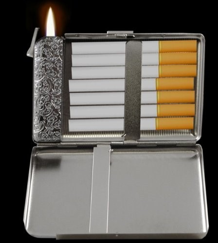 Vintage Japanese Monster Ad Cigarette Case w/Built in Lighter Metal Wallet