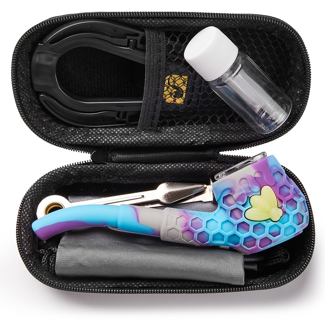 4.5″ Silicone Honeycomb Tobacco Smoking Pipe with Holder and Tools Hand Pipe