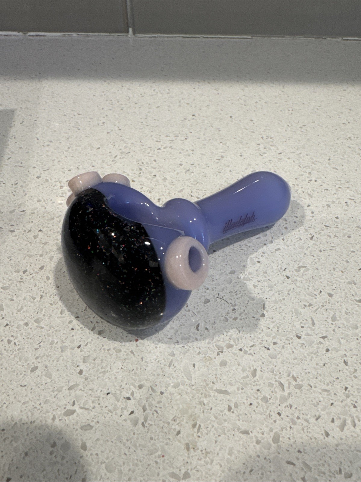 Illadelph Glass X Ludeman Crushed Opal Tobacco Pipe Purple W Box