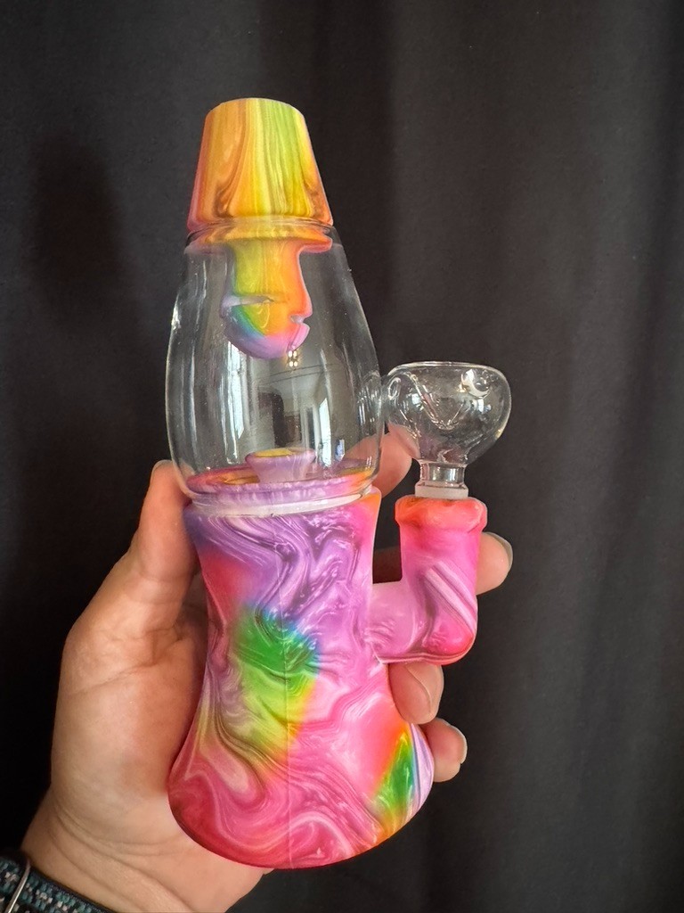 Bong 8″ Inch LAVA LAMP BONG Silicone Glass Water Pipe Bubbler
