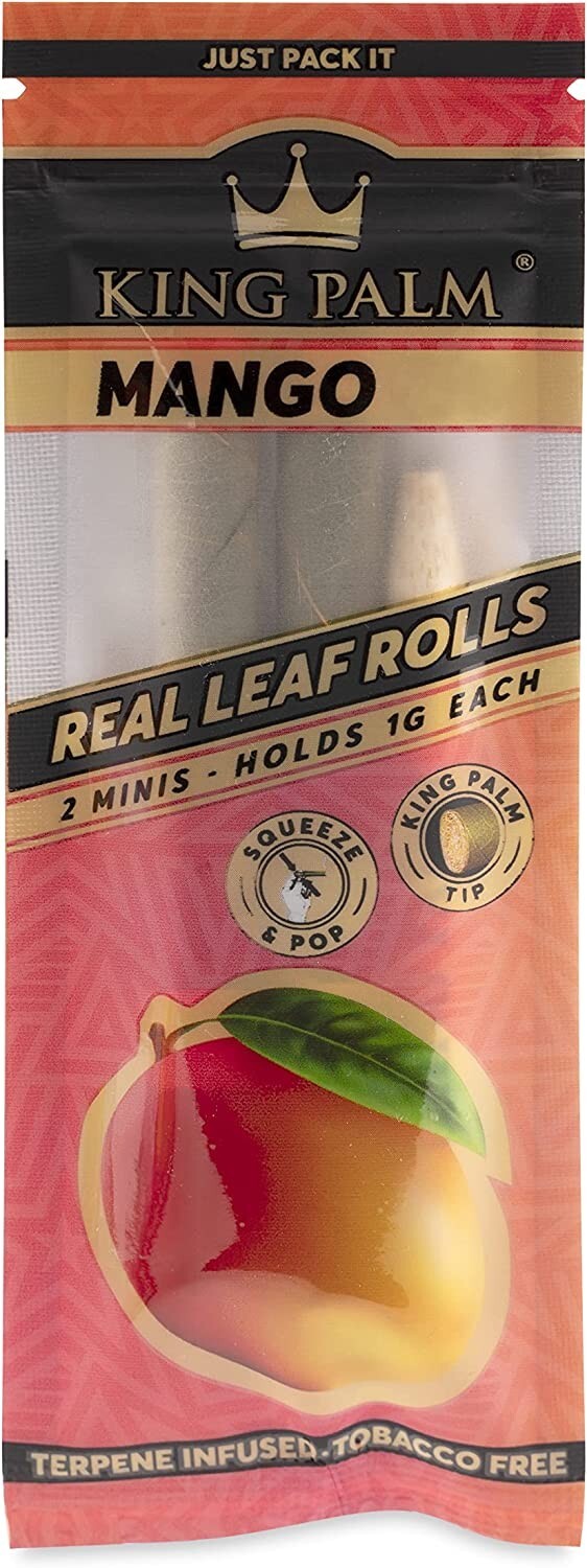 King Palm Flavors Mini Size Cones, 2 Rolls Terpene Infused Organic Mango Roll
