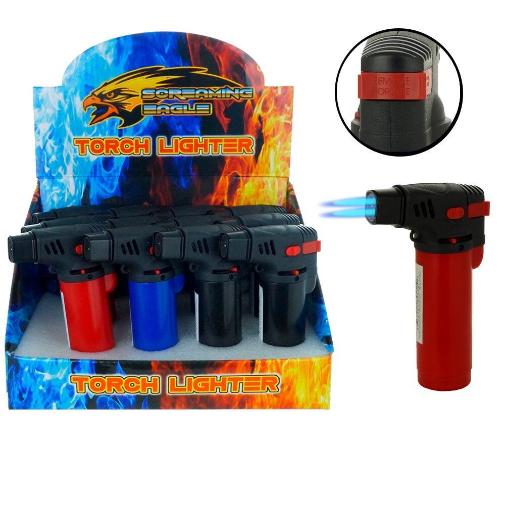 3 Pack Jumbo 4″ Double Jet Flame Torch Gun Lighter Refillable Lockable Windproof