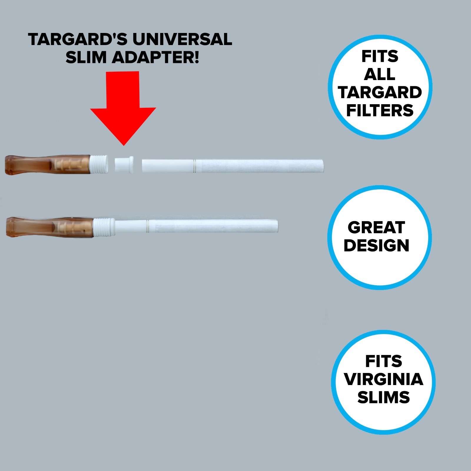 TarGard Slim Cigarette Filter Adapter: 20 Count Adapter Fits Virginia Slims