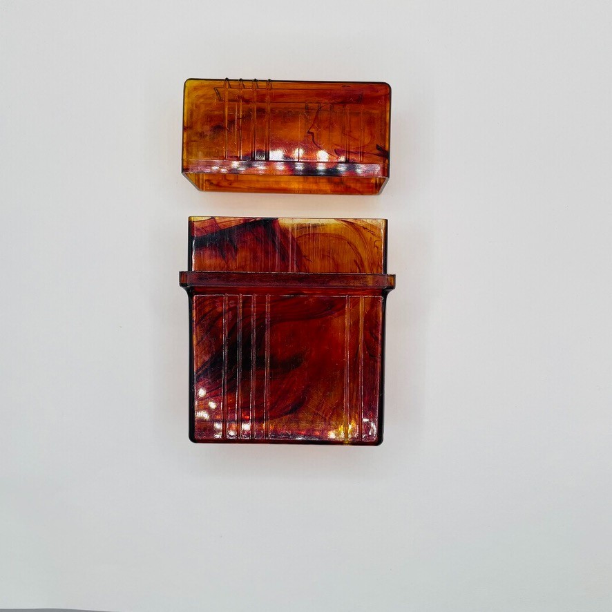 Vintage Fosta Product Tortoiseshell Cigarette Case Art Deco Marbled Plastic