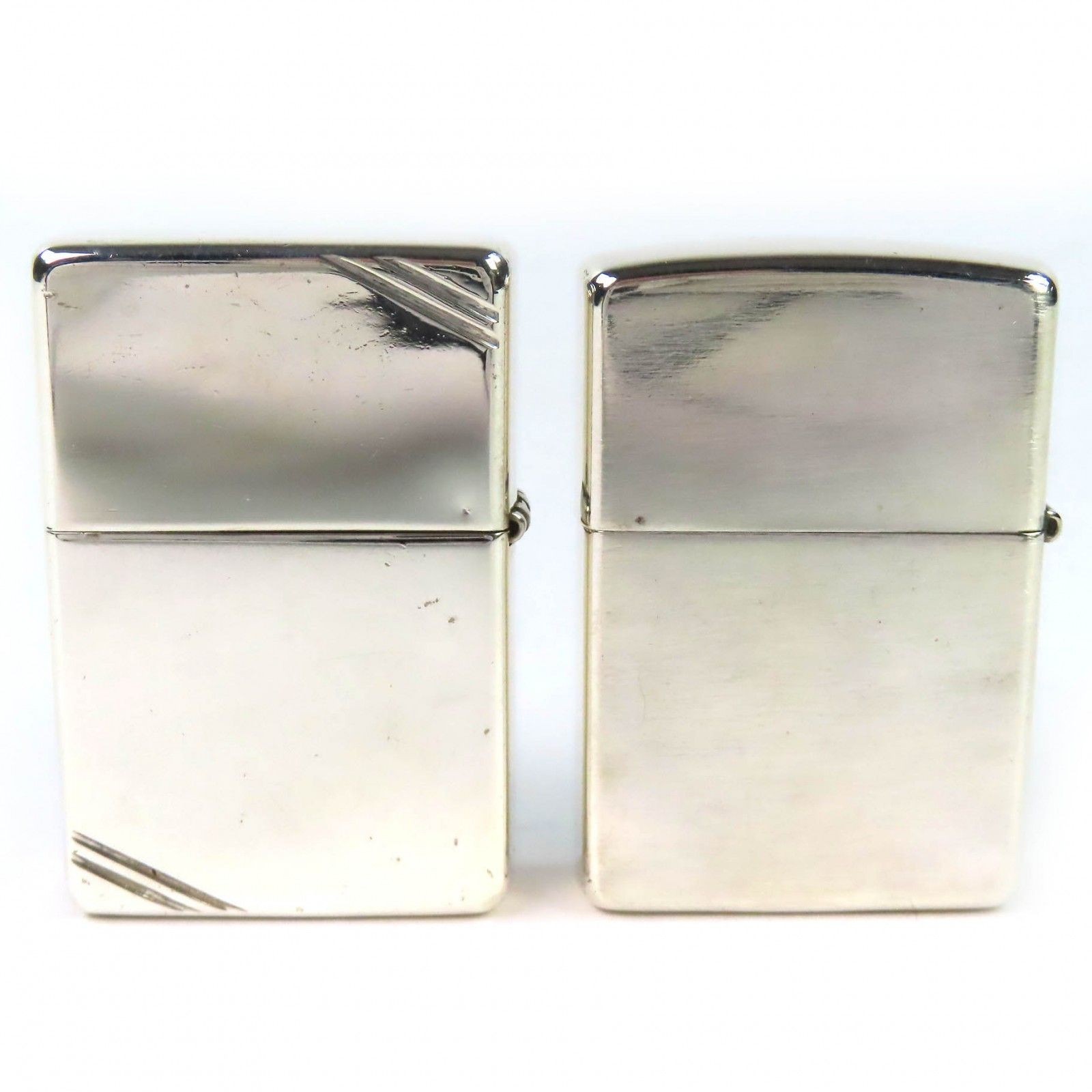 ZIPPO STERLING Silver Oil Lighter 2002 & 2003 Set of 2 Pcs No Box Made in USA