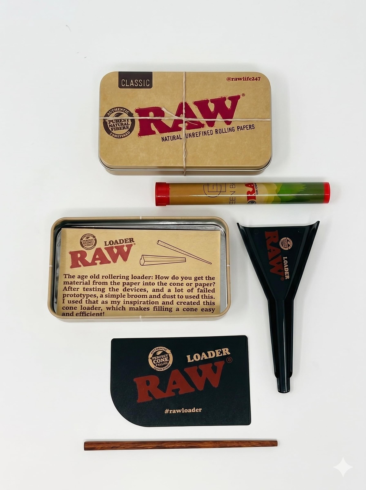 RAW Pre Rolled Cone Loader: 1-1/4 Size, King, & 98 Special Mess Free Perfect …