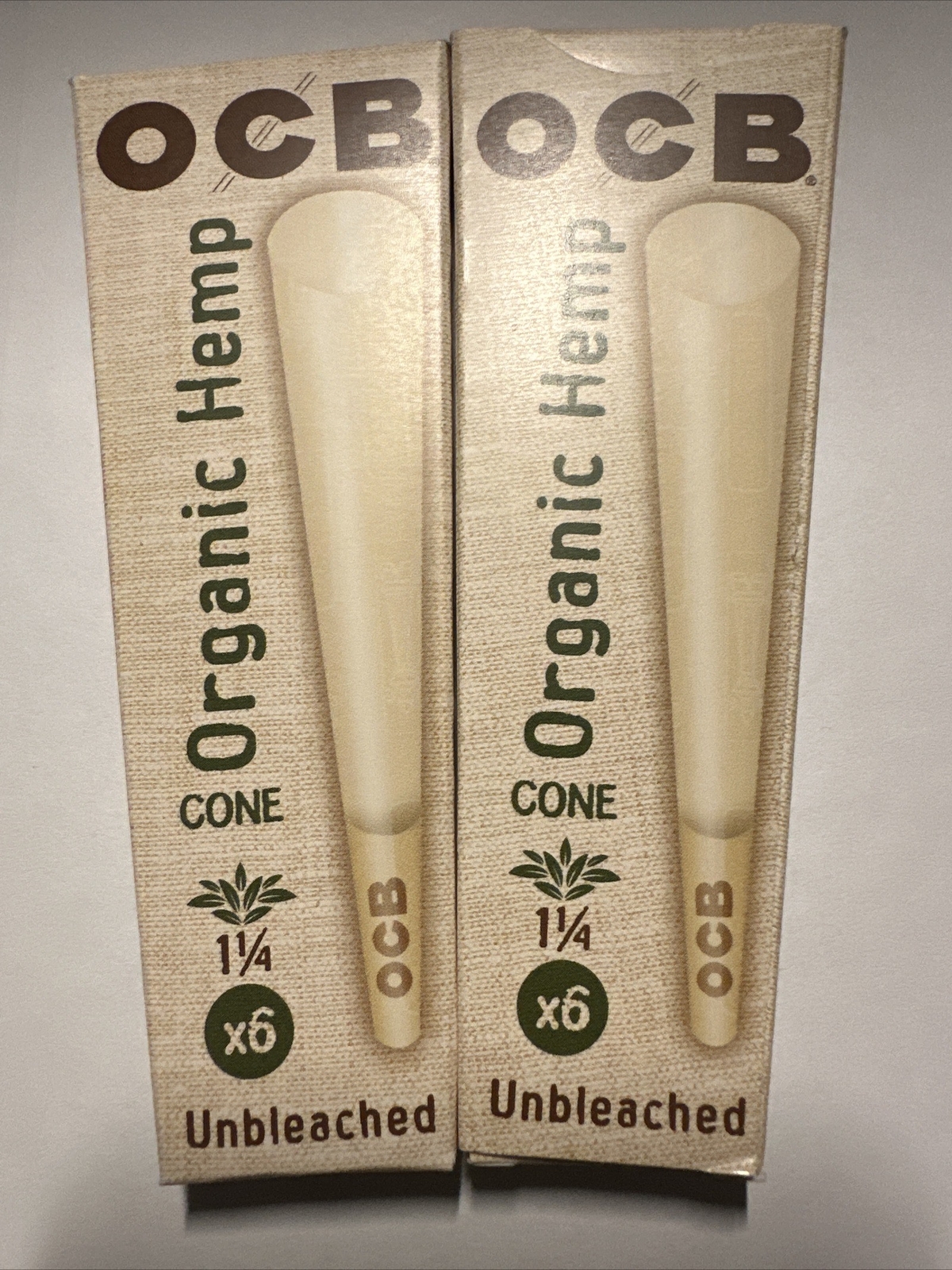 OCB Organic 1 1/4 Size Cones 6 Count~2 Pack =12 Free Ship Made In France