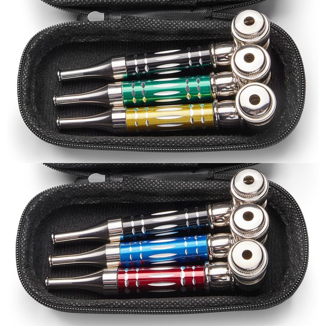 ( 6Pack ) 4.3″ Long Metal Lay Flat Tobacco Smoking Hand Pipes with Caps Lids