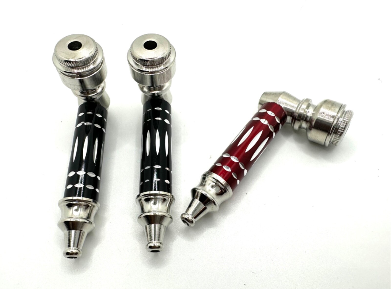 3X Metal Smoking Pipes With Caps + Tobacco Screens For Bowl SAME DAY SHIP