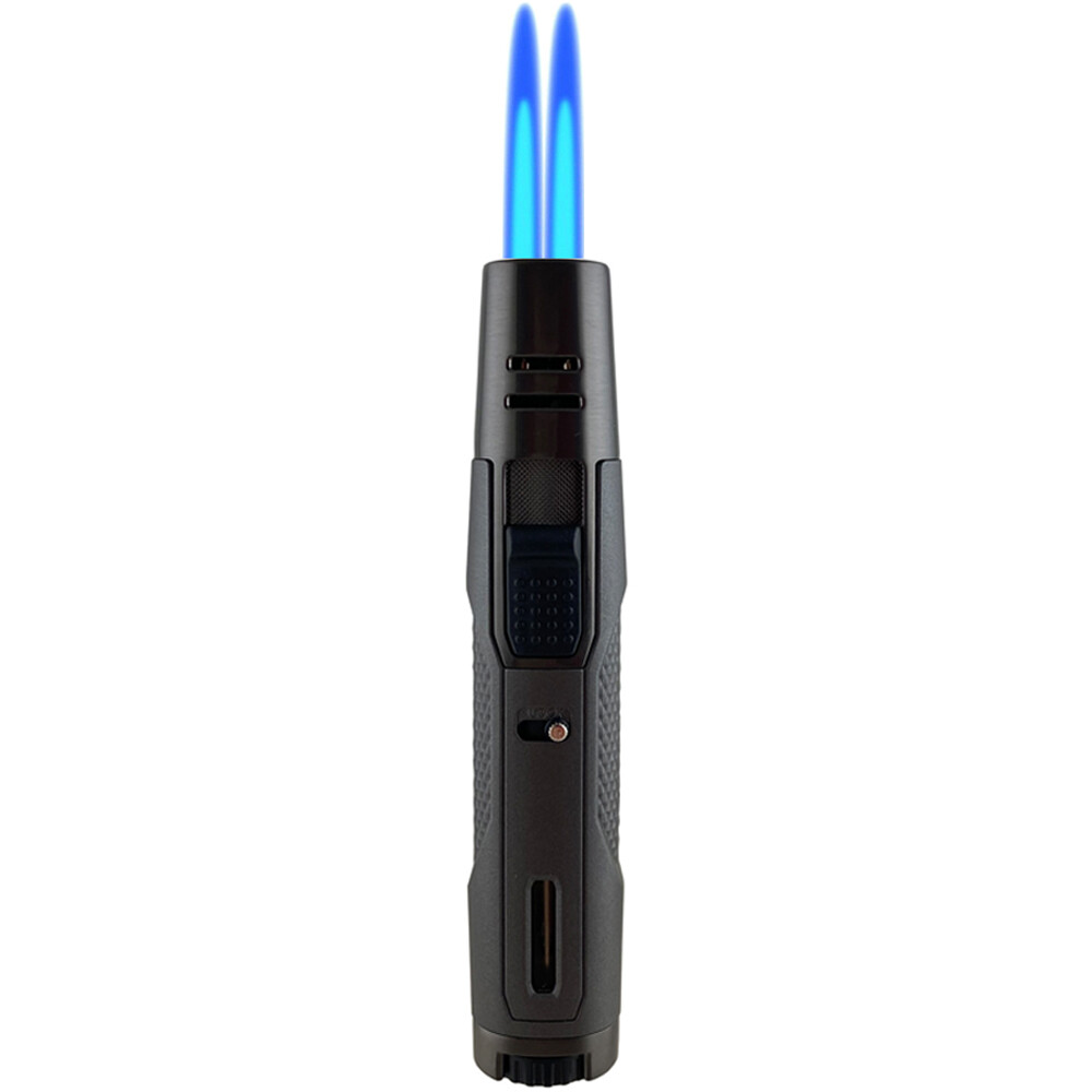 2 Pack Double V Torch Jet Flame Refillable Butane Adjustable Cigar Lighter