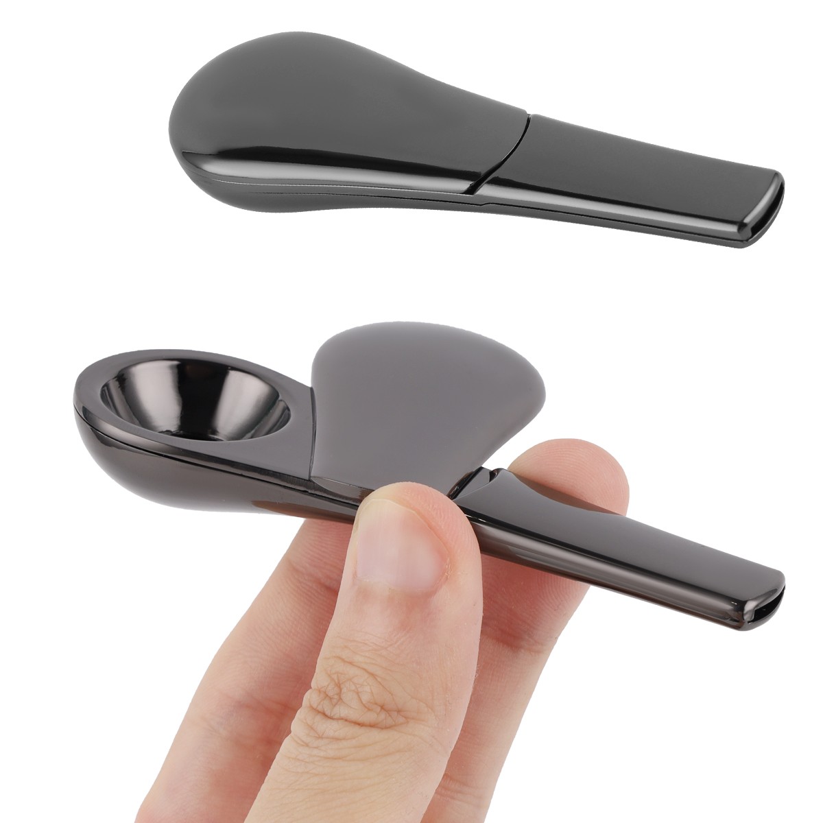 Portable Smoking Pipe Magnetic Metal Spoon Silver With Gift Box for Men Gift*NEW