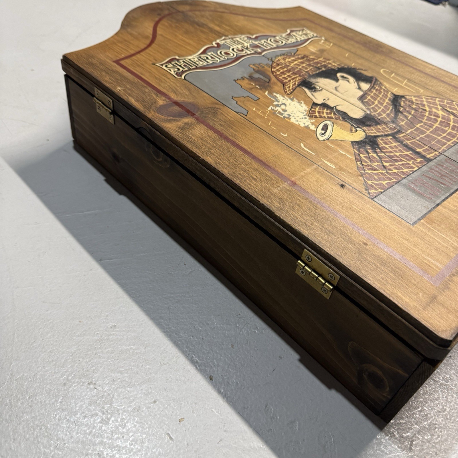 Vintage Sherlock Holmes Charing Cross Wooden Hanging Pipe Cabinet