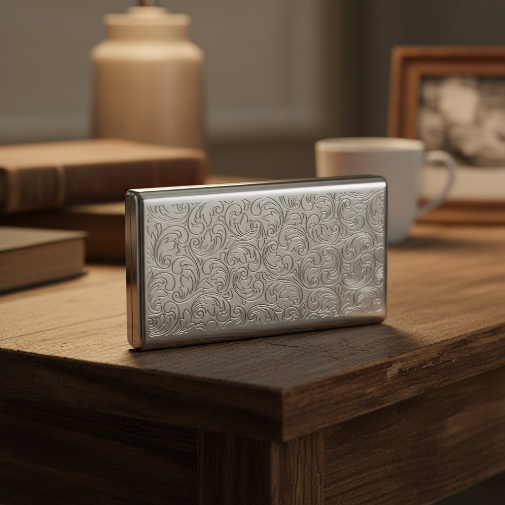 Sophisticated Silver Cigarette Case – Secure Pocket Holder for 14 Cigarettes