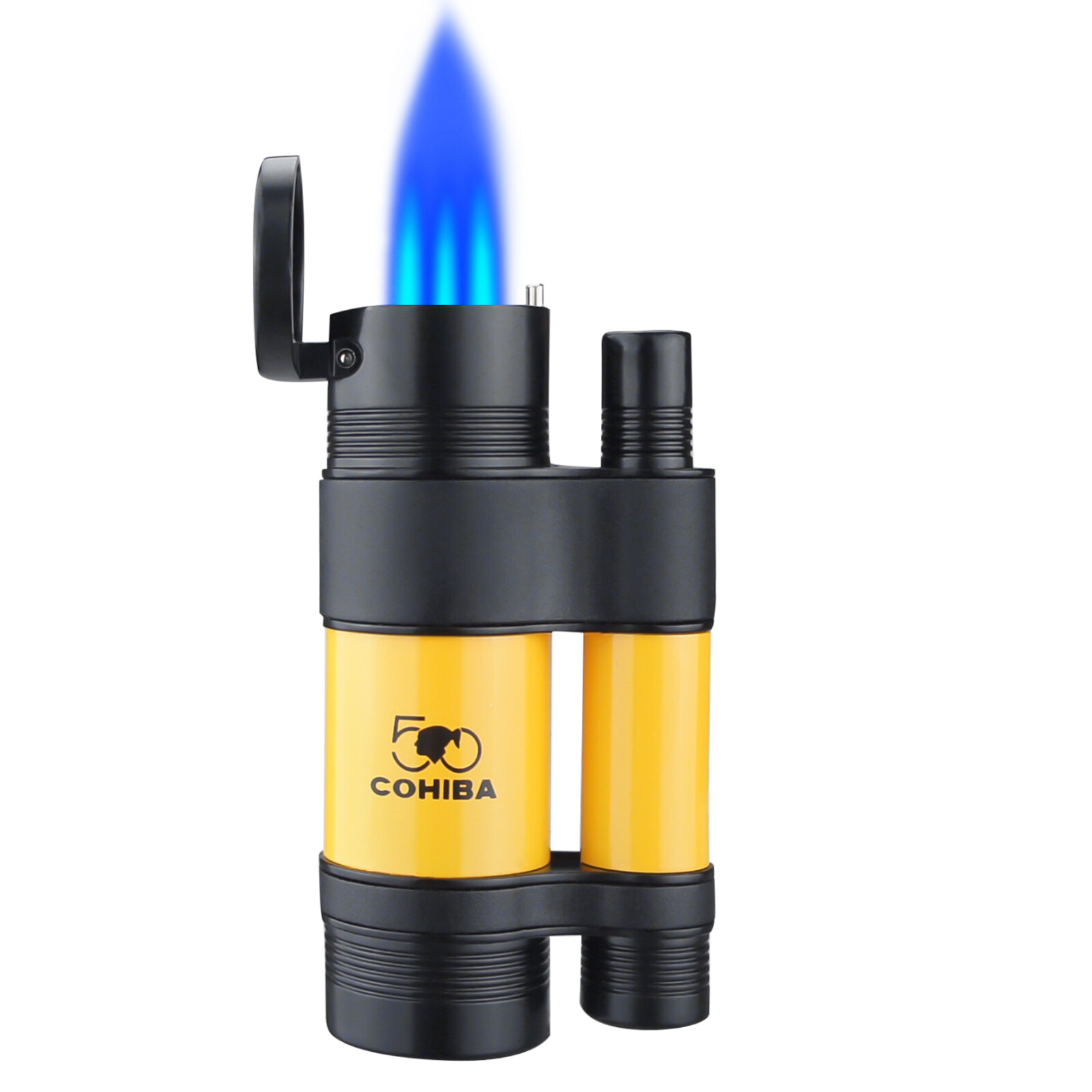 cigar lighter with punch triple Jet Flame Refillable Torch Windproof Lighter