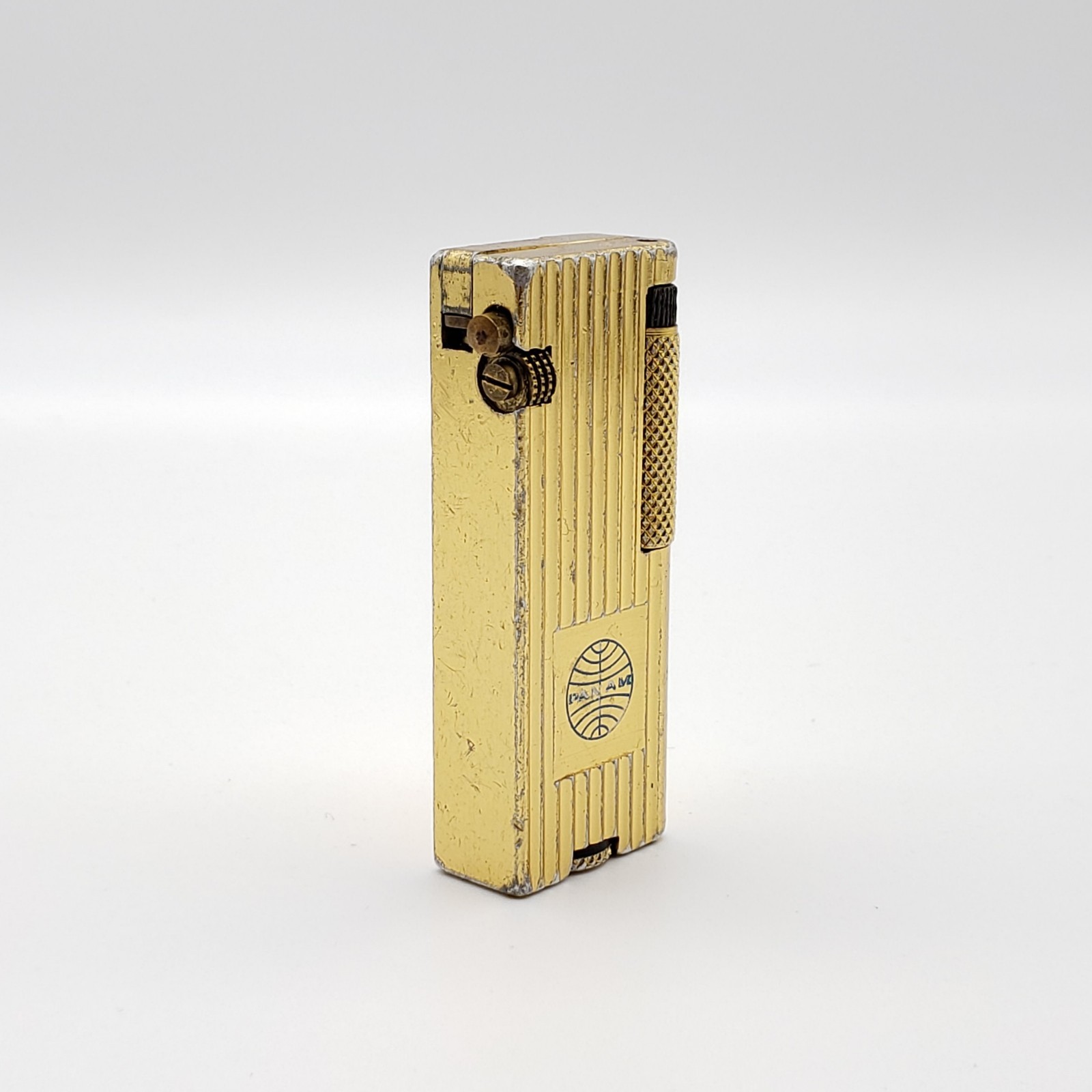 Vintage Pan Am Penguin Cygnus Ribbed Petrol Roller Lighter – Japan 1950s