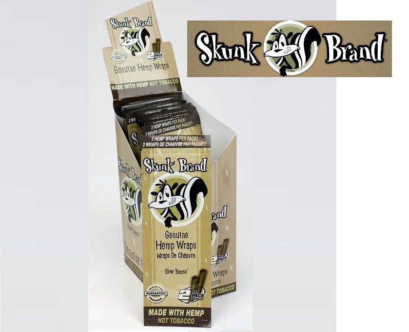 Full Sealed Display of SKUNK BRAND NATURAL HMP WRAPS/2 Per Pk/25 Packs/50 total