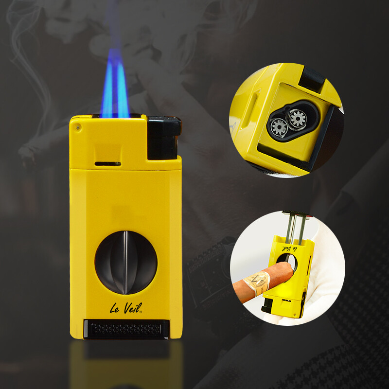 3-1 Cigar 2 Jets Lighter, V Cutter, Punch, Gun Metal Color – New In Box