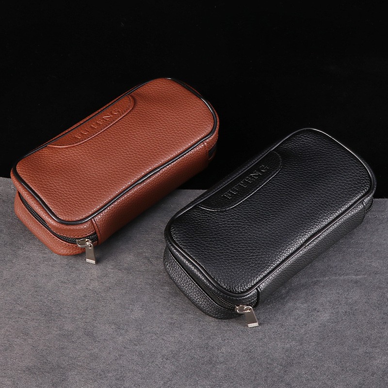 Portable Pu Leather Tobacco Smoking Pipe Pouch Bag For 2 Tobacco Pipe And Othe