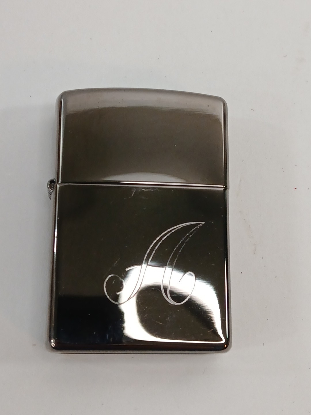 2002 ZIPPO LIGHTER Black Chrome Unfired/Sealed Engraved – Letter “A”